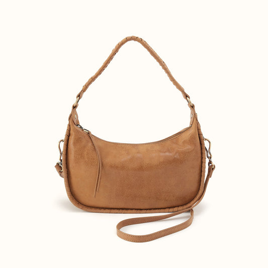 Mia Crescent Hobo In Buffed Leather - Whiskey