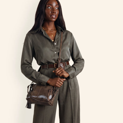 Kori Crossbody Shoulder In Buffed Leather - Mocha