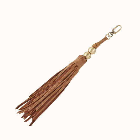 Tamborine Tassel In Buffed Leather - Whiskey