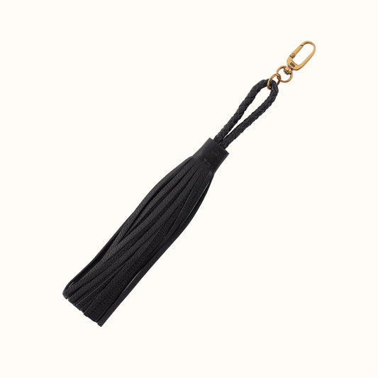 Ziggy Tassel In Pebbled Leather - Black