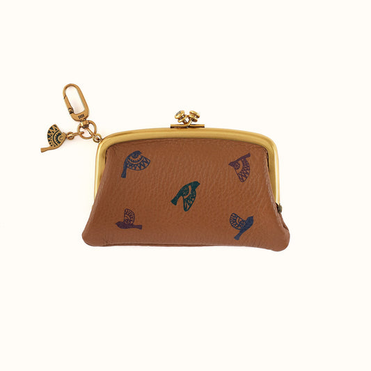 Cheer Frame Pouch In Pebbled Leather - Timber Brown