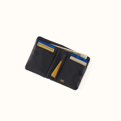 Lumen Mini Wallet In Pebbled Leather - Black