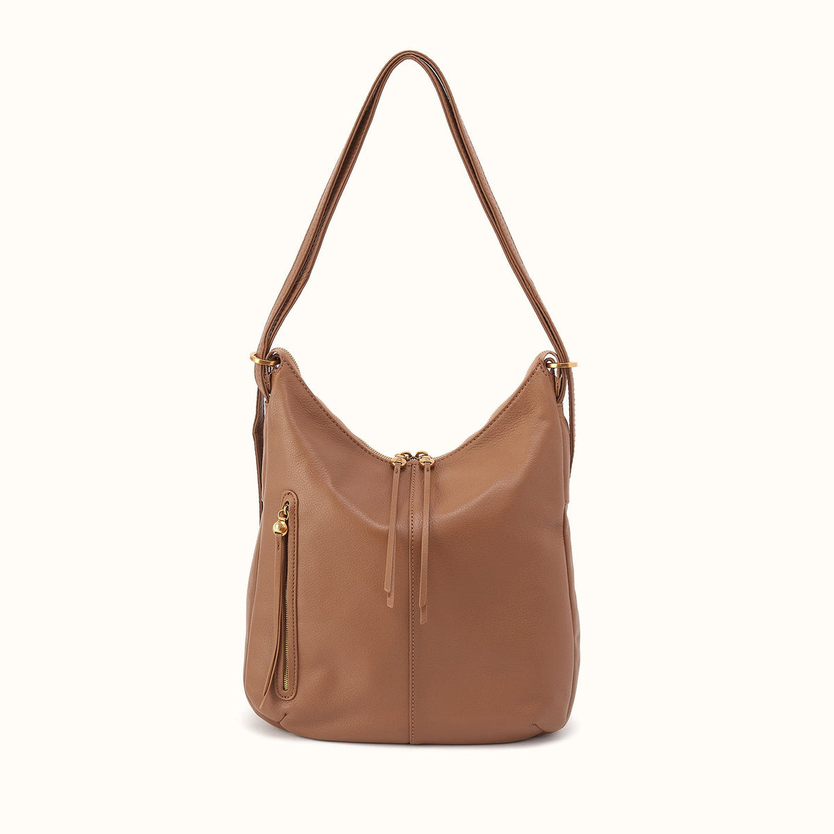 Merrin Convertible Backpack In Pebbled Leather - Timber Brown