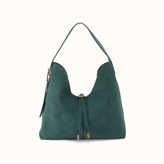 Atlas Hobo Bag In Suede Leather - Pine Needle