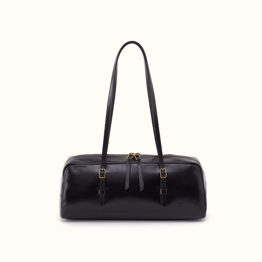 Scottie Satchel In Polished Leather - Black