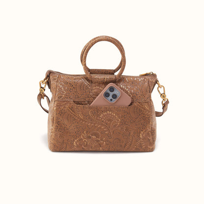 Sheila Medium Satchel In Printed Leather - Mink Folklore