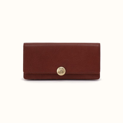 Hutton Large Wallet In Micrograin Leather - Saddlewood